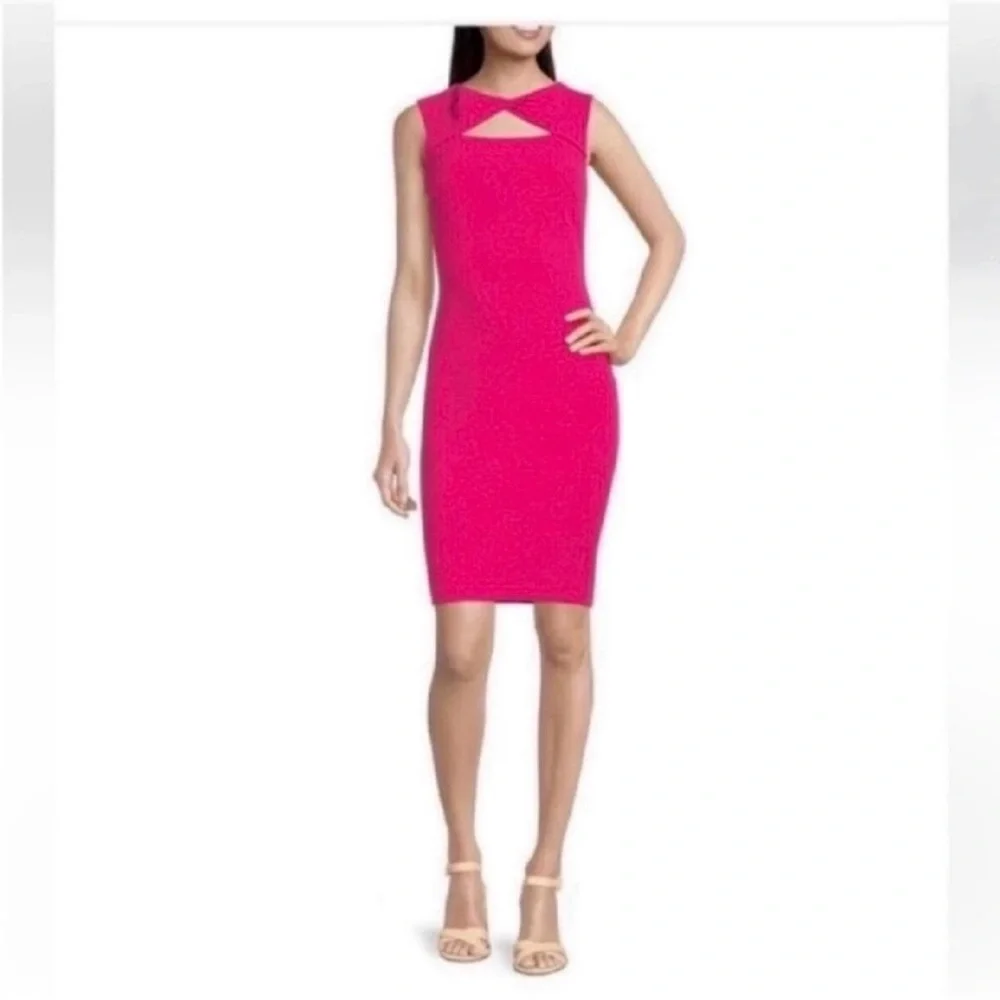 💙 NWT! Blue CALVIN KLEIN Sleeveless Knotted Cut-Out Crew Neck Dress - Size 10 - Picture 3 of 8